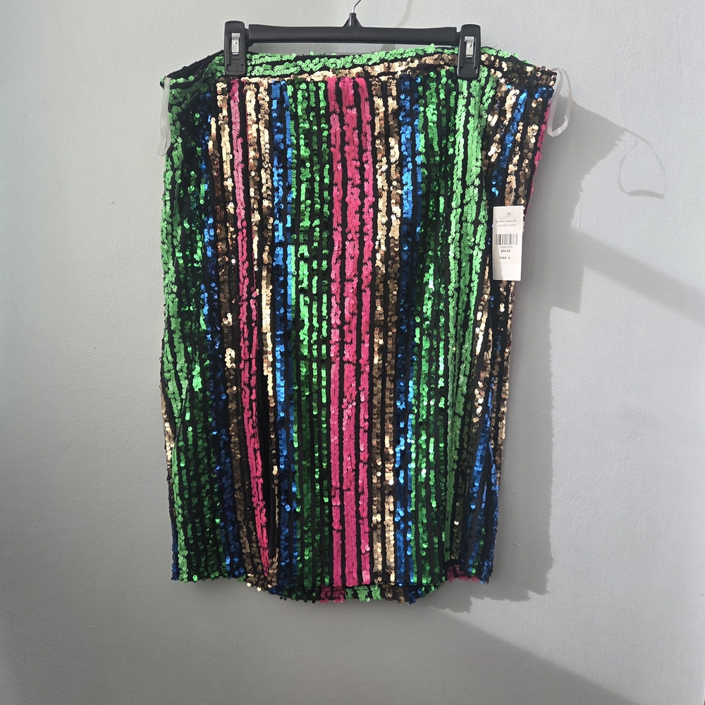 NWT Fashion to Figure Rainbow Sequin Pencil Skirt
